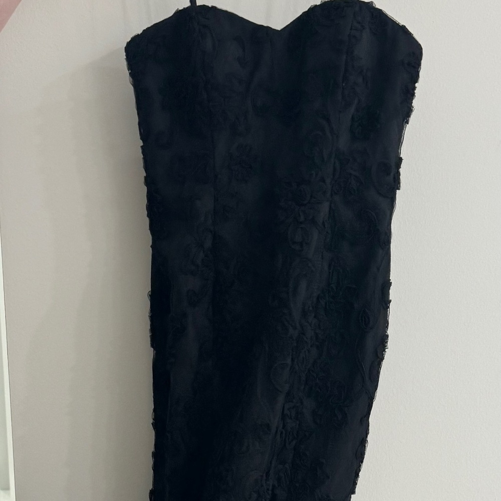 Black lace evening gown